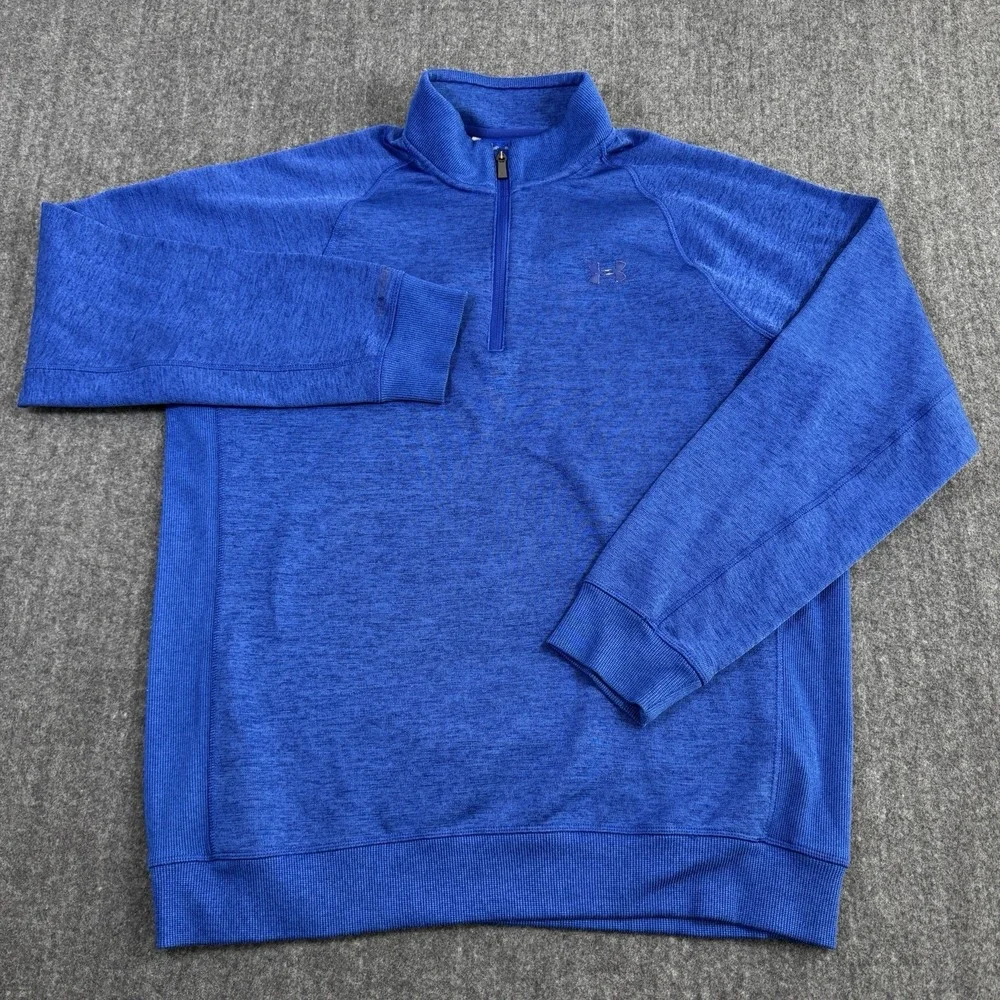 Under Armour ColdGear Men's XL 1/4 Zip Pullover Blue Loose Fit Long Sleeve